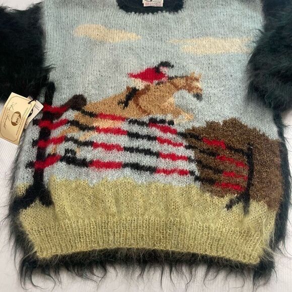 Ann Arundell Handmade Couture VTG NOS Mohair Horse Kentucky Derby Sweater - Picture 2 of 10